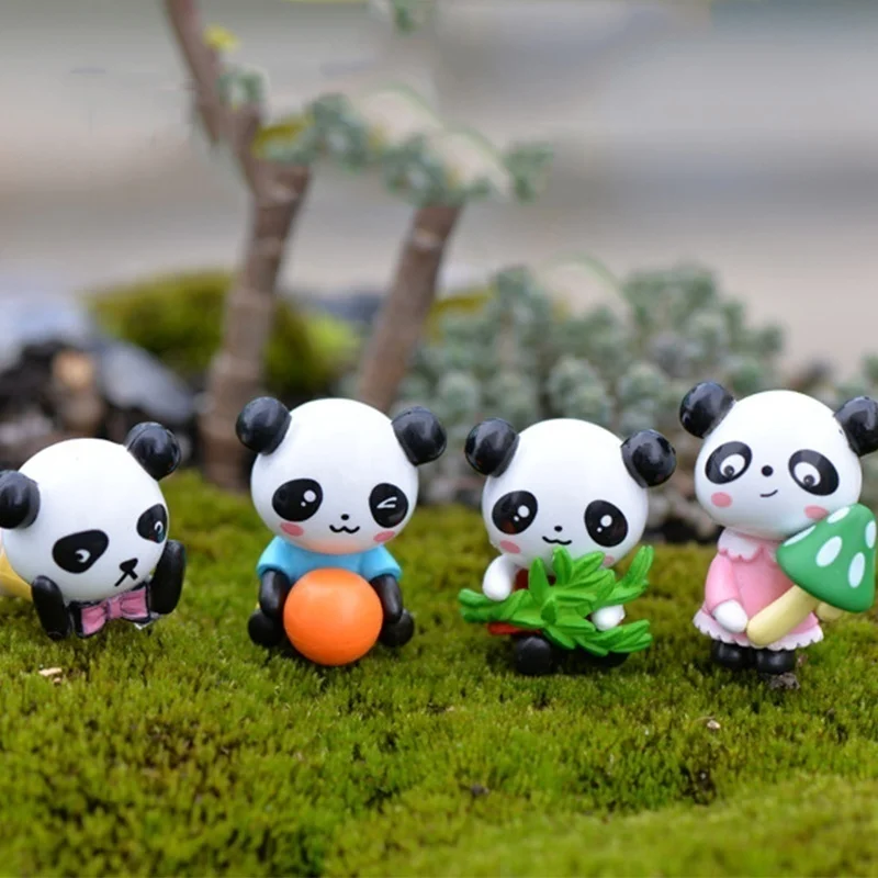 4 шт. милые мини фигурки животных панды кукольный домик игрушки