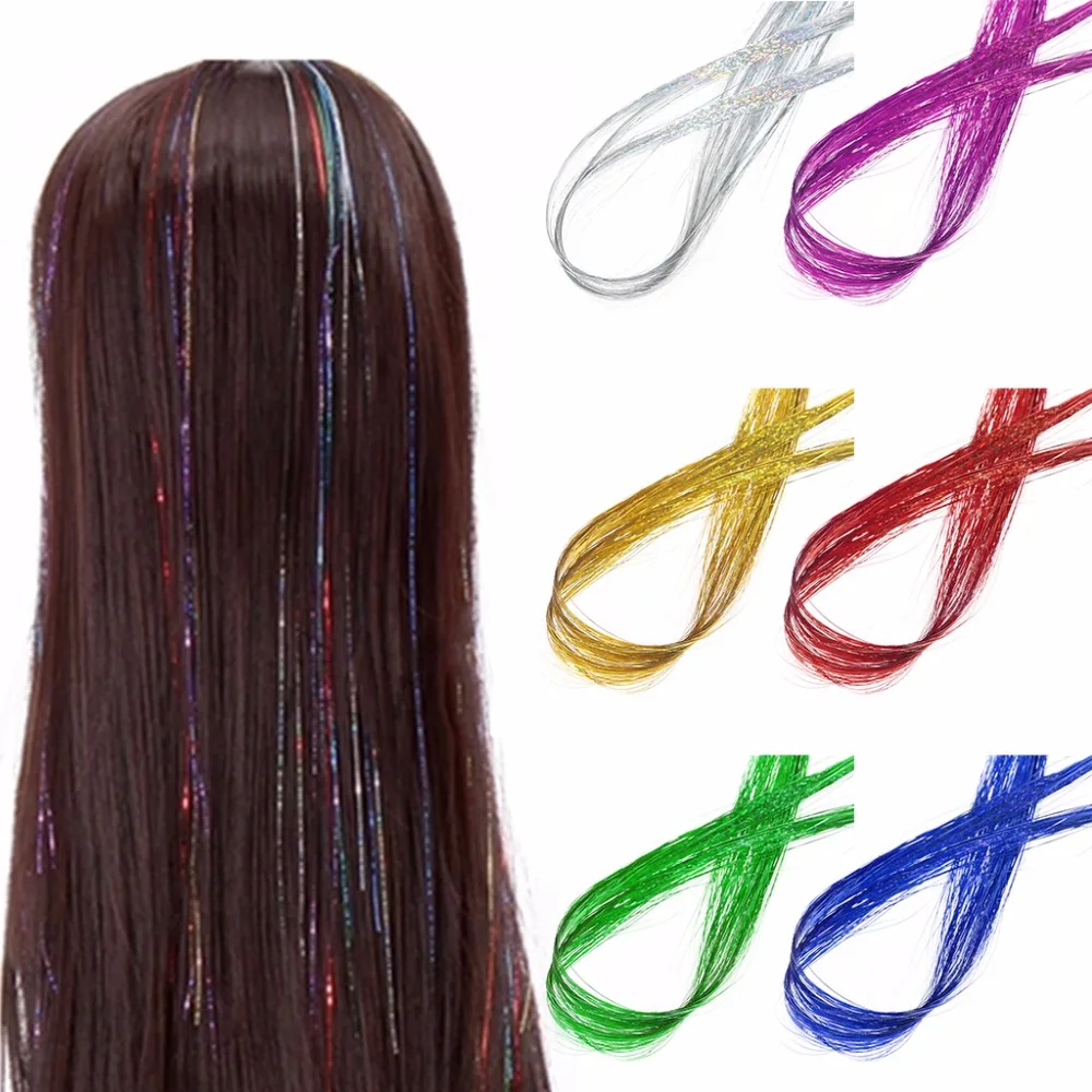 

NEW Tinsel Hair Synthetic Extensions Flareing Accessories Tinsel Shiny Glitter 92cm 6 Color