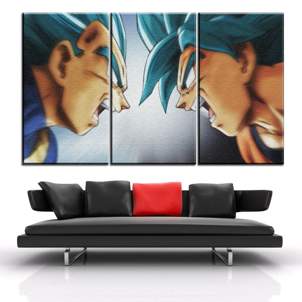 

3 Pieces Goku And Vegeta Modular Poster Anime Dragon Ball Super Painting Modern Top-Rated Canvas Pictures HD Printing Type Style