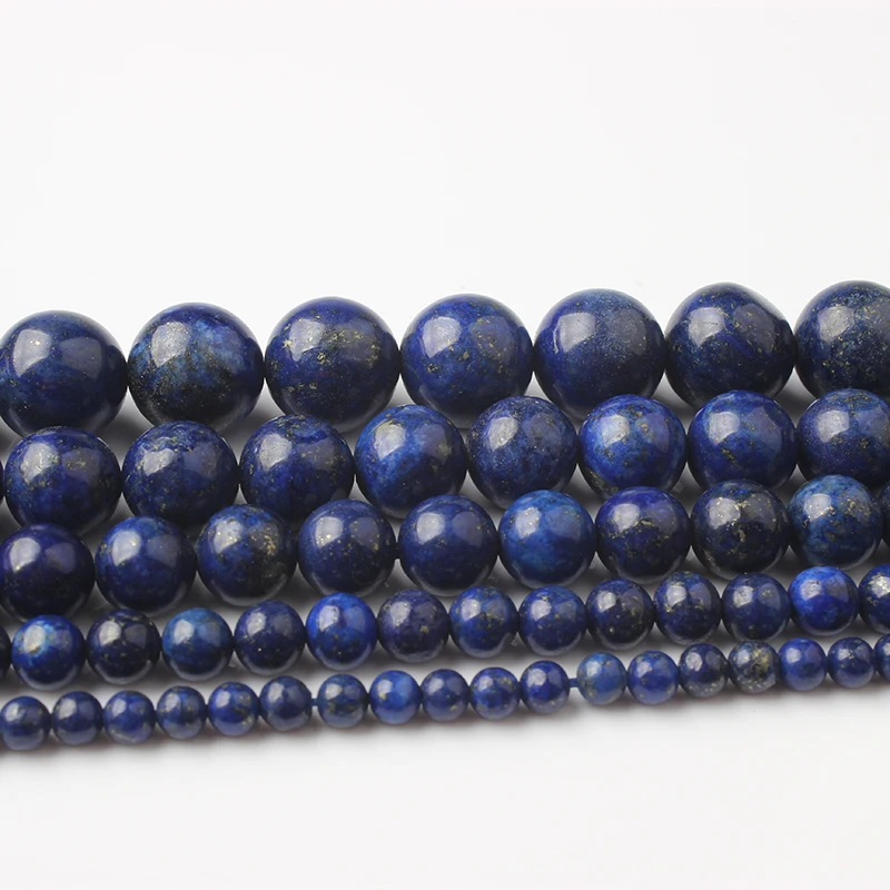 

LIngXiang Natural jewelry Lapis Lazuli stones Loose Beads 4/6/8/10/12mm Suitable for DIY female bracelet necklace accessories