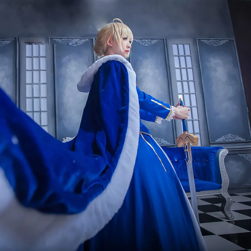 Аниме FGO Fate/Grand Order Altria Pendragon Saber женский костюм для косплея синий комплект с