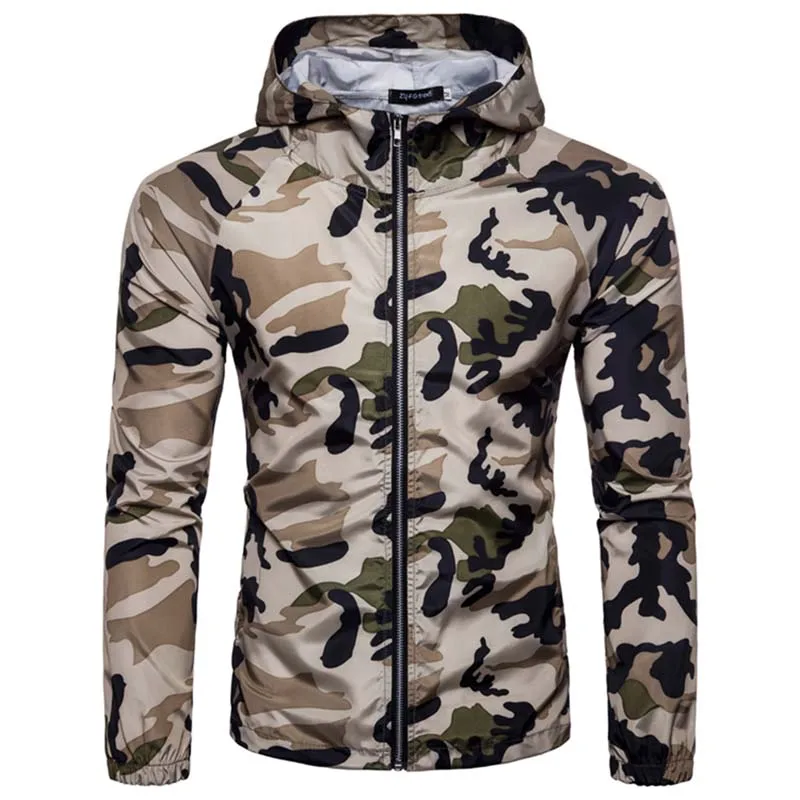 Men Camouflage Jackets Autumn Casual Hoodie Thin Military Tactical Jacket Waterproof Windproof Coat Hooded Camo Army Outwear