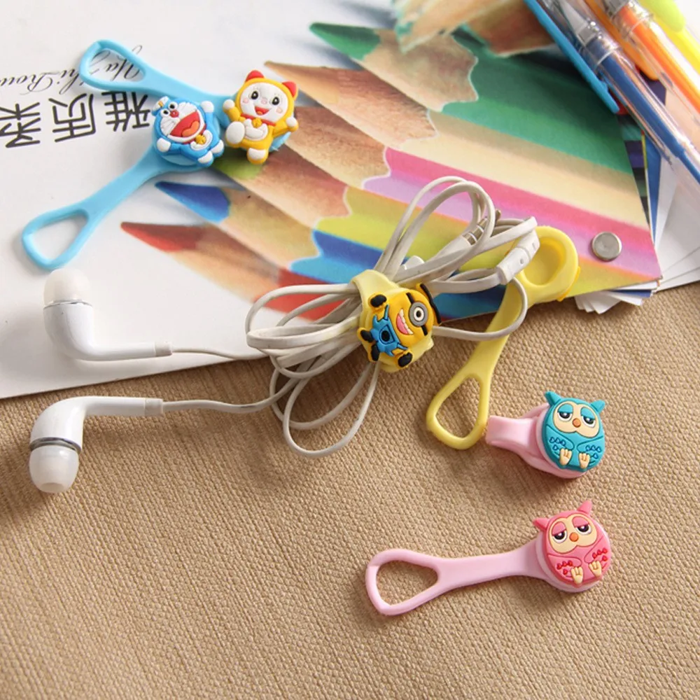 

150pcs/lot Cartoon buckles type soft rubber headset bobbin winder cable Cord ties Holder For Iphone samsung Organizer Wire Holde