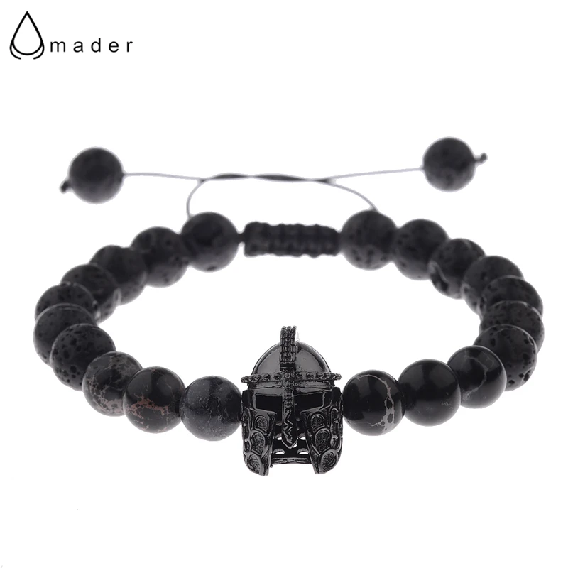 

Amader Roman Micro Pave CZ Charm Warrior Bracelets Men Lava Bead Rope Braided Gladiator Rock Bracelet Pulseras Wholesale 2017