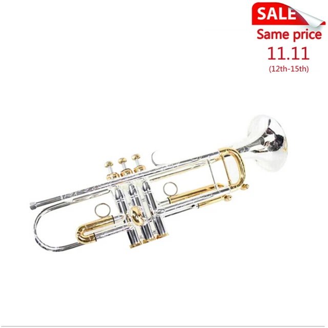 Best price at $282 Cheap Vincent Bach Trumpet Flat Durable Brass Bb Trumpet Exquisite with Silver Plated Mouthpiece Gloves Box Adjustable Strap trompeta