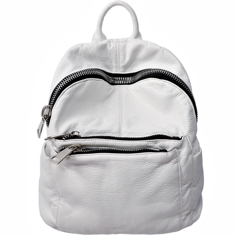 

2018 New Washed Leather Shoulder Bag Soft Large Capacity Mummy Bag Big Zipper Backpack Summer Designer Backpacks School Bags