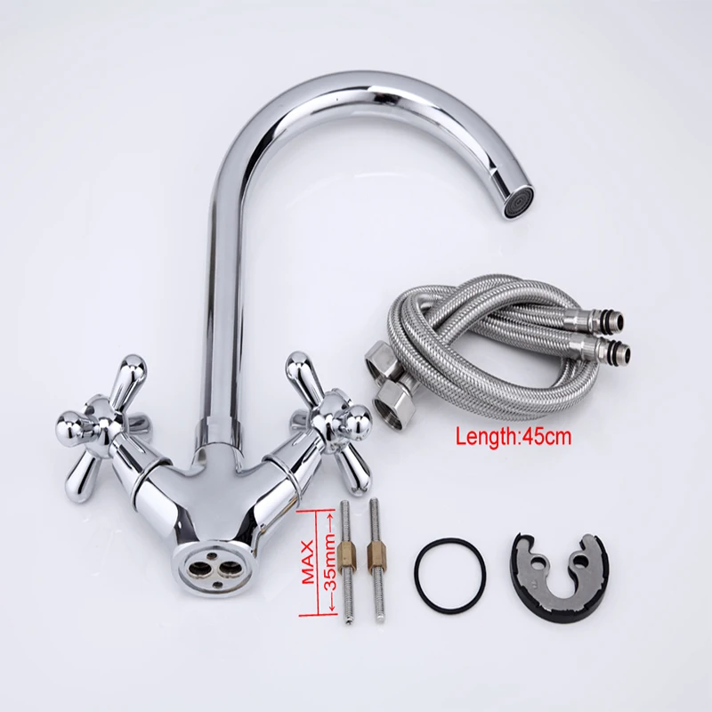 Frap New Deck Mounted Brass Torneira Cozinha Kitchen Faucets Hot and Cold Water Chrome Basin Sink Taps Mixers Dual Handle F4025
