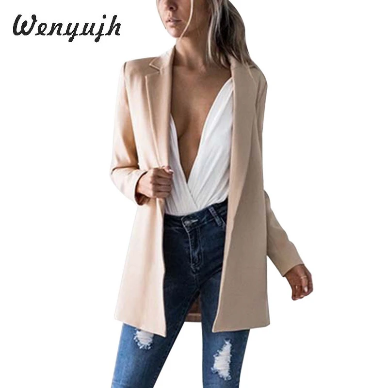 

WENYUJH Coats Blazers Ladies Long Sleeve Cardigan Casual Blazer Suit Outwear Twill Coats And Jackets Women