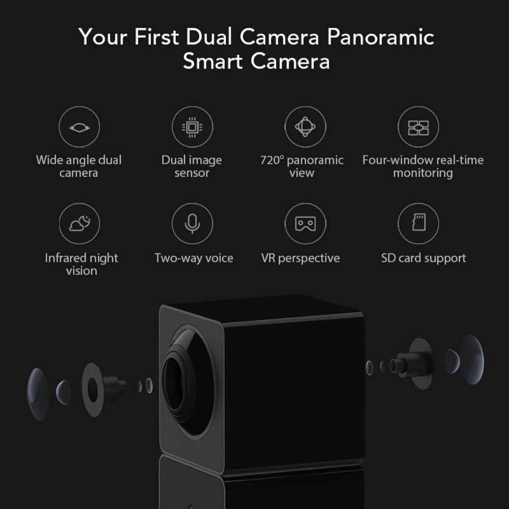 Xiaomi Xiaofang Camera Dual Lens Version Panoramic Smart Network Ip Camera Four Screens In One Window Two-way Audio Support Vr