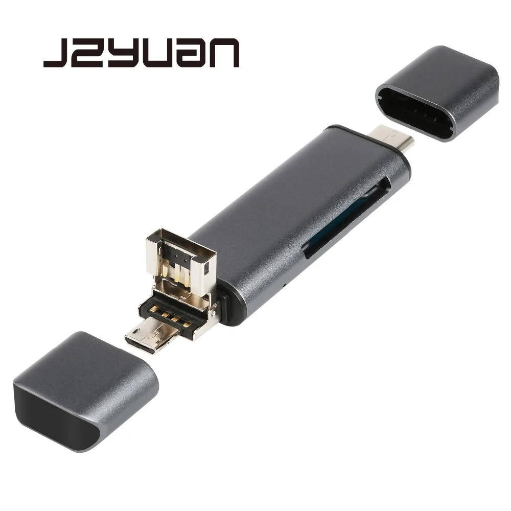 

JZYuan All In 1 USB 2.0 Type-C Metal Card Reader High Speed SD TF Micro SD Card Reader Micro USB Multi Memory OTG Card Reader