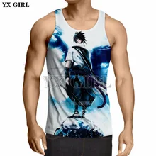 YX девушка Прямая Лето Новая мода 3d жилет Аниме Наруто крутой жилет Учиха Саске печатных мужчин унисекс майки BX-115