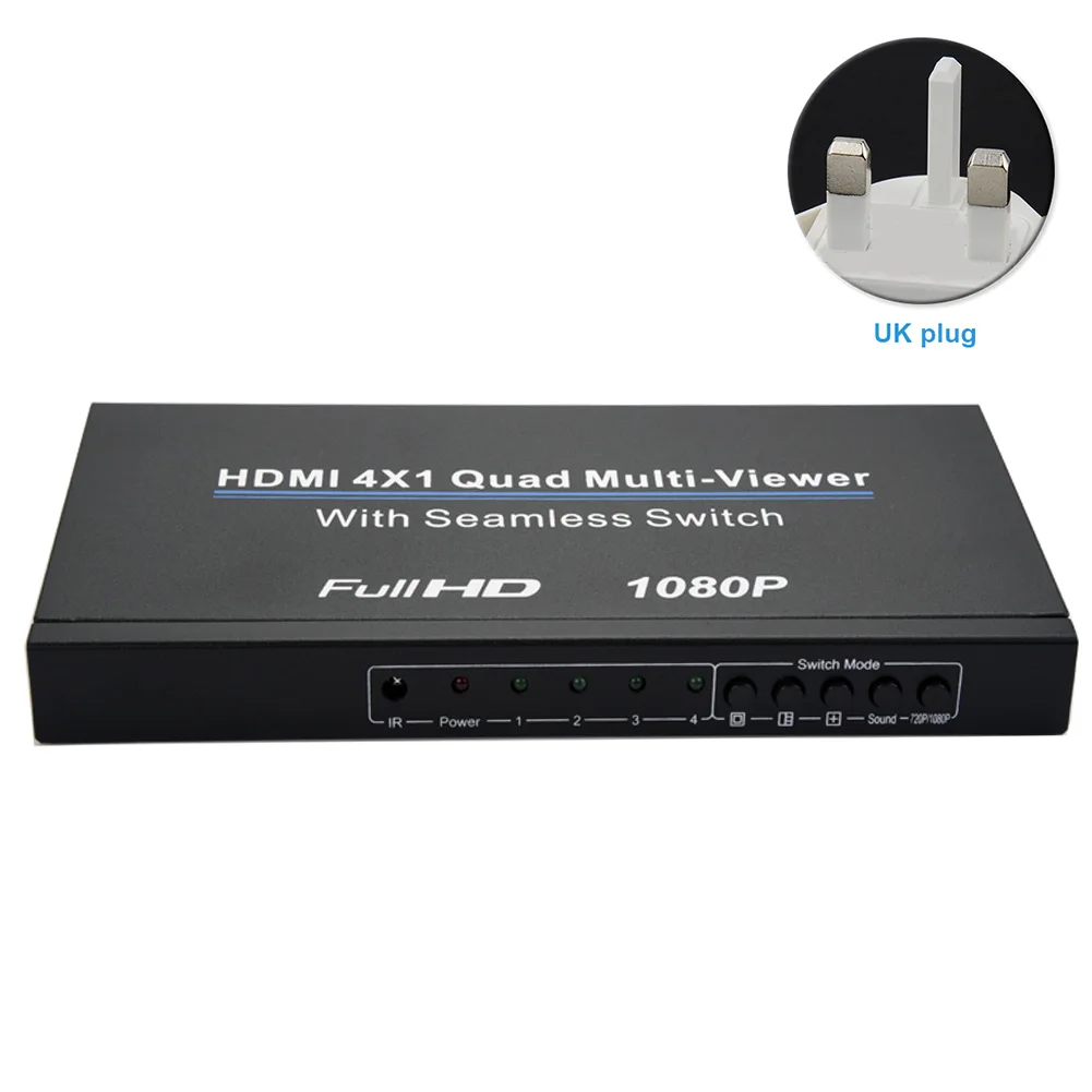 

1080P Seamless Switch Multi-viewer 4x1 Screen Splitter Converter Professional Quad Infrared Remote Control Easy Install HDMI