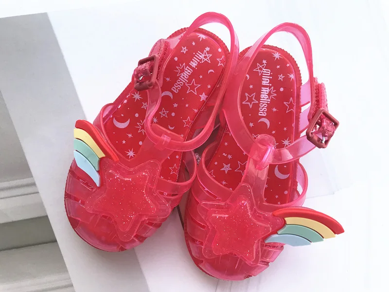 Mini Melissa Ultragirl Единорог новые оригинальные прозрачные сандалии для девочек детские сандалии детская пляжная обувь для малышей 14-18 см