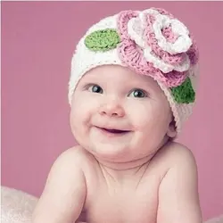 Симпатичные детские шляпы большой цветок Детские Дети Младенцы Малыши для девочек Теплые вязаная шапка кепки челнока 11 апреля