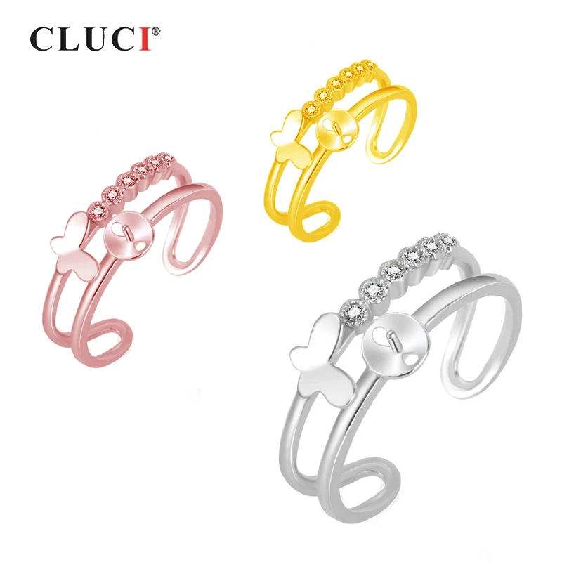 

CLUCI 925 Sterling Silver Elegant Butterfly Ring for girls Party Bijoux Adjustable Ring Finding Jewelry Birthday Gifts For Girl