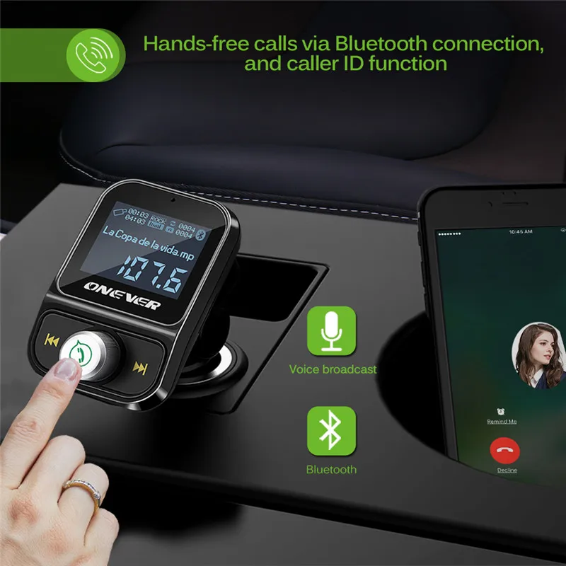 ONEVER USB Car Kit Bluetooth MP3 плееры Зарядное устройство с 3.1a смарт ic громкой связи