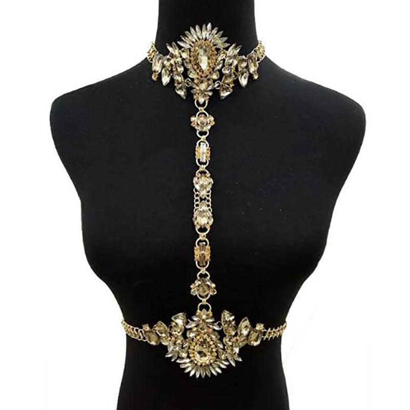 Лучшее женское сексуальное летнее ожерелье с драгоценными камнями, роскошное модное массивное ожерелье и подвеска макси для женщин,, ювелирное изделие для тела 3015 - Окраска металла: Yellow