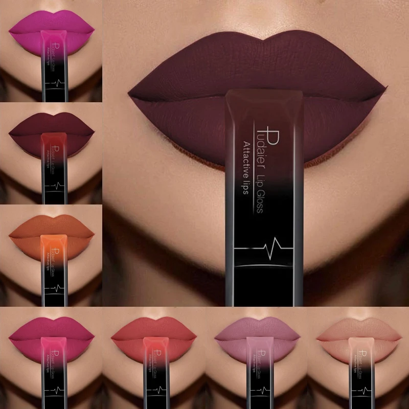 

PUDAIER Sexy Waterproof Lipgloss Velvet Nude Matte Liquid Lipstick Long-lasting Moisturizer Lipstick Makeup Lip Tint 17 Colors