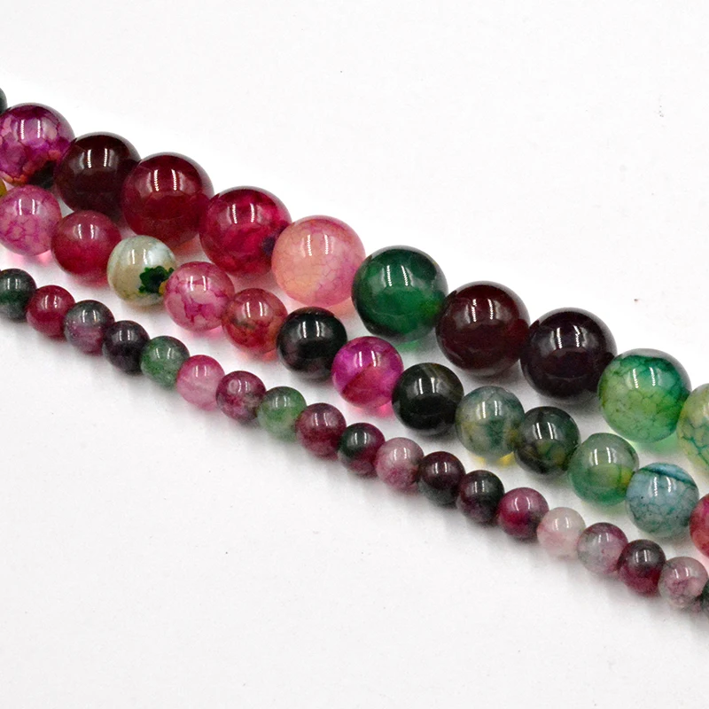

DIY Natural Tourmaline Agates Round Stone Beads Agates Wholesale Loose Beads for Jewelry Making Necklace Free Shipping 4-12mm