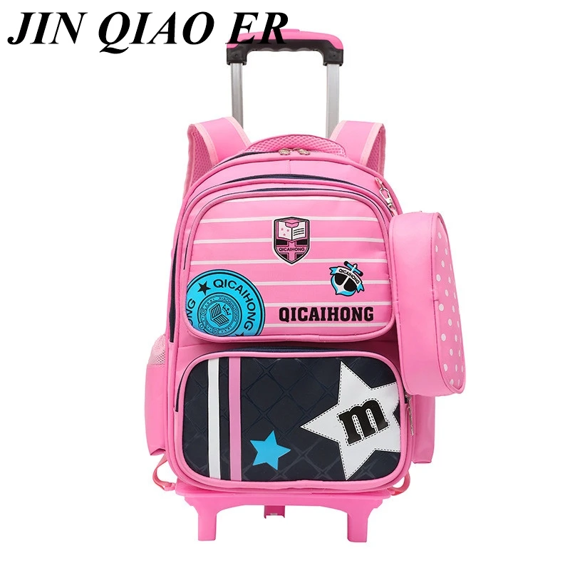 

Children School Bags 6 Wheels Removable Trolley backpack Kids Climb Stair Trolley School Bag Boys Girls Waterproof Bookbag