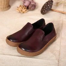 2016 new arrival spring and autumn round toe genuine leather shoes handmade casual women shoes