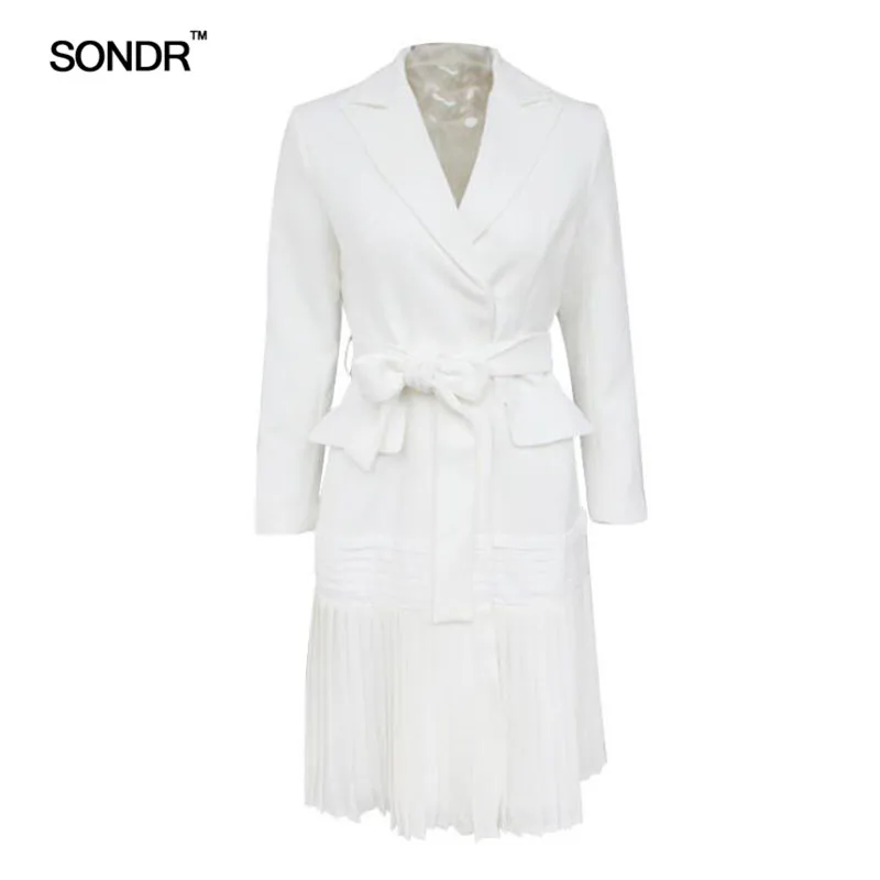 SONDR 2019 Spring Summer Trench Coats Female Long Sleeve Bandage Pleated Hem Elegant Windbreaker For Women Fashion Tide