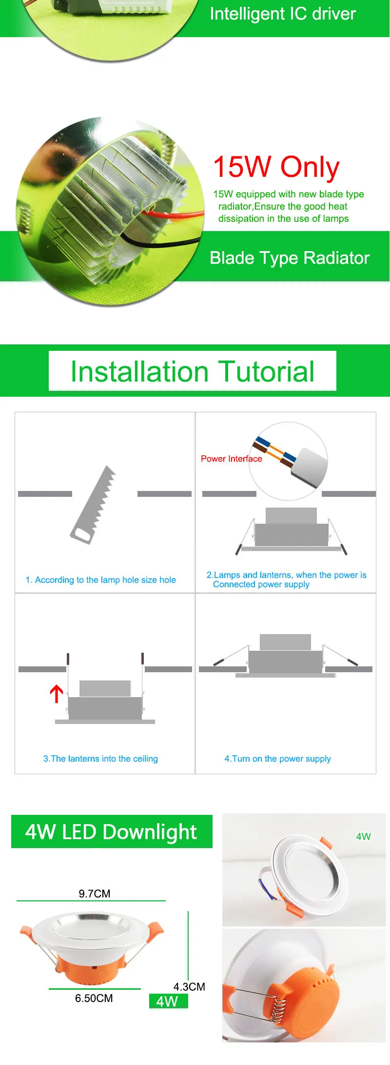Silver White Ceiling LED Downlight 5w 10w 15w Led Lamp Recessed 110~220v LED Down Light Indoor Lighting Home Aluminum Spot Light