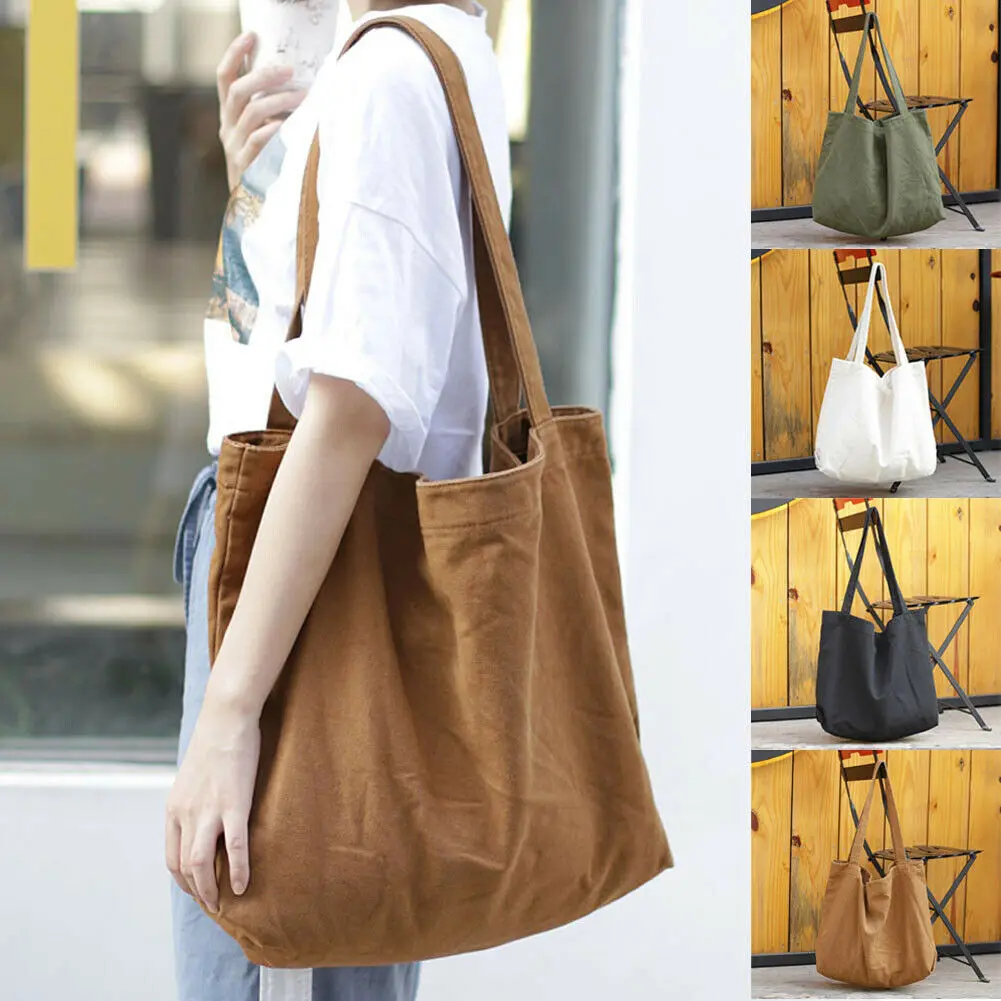 2019 New Women Casual Canvas Solid Shopper Handbag Lady Open Big Capacity Contracted Shoulder Bag Totes Purse