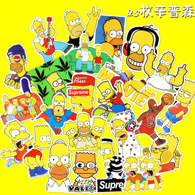25 шт./лот, виниловые наклейки с героями мультфильмов, аниме, s Симпсоны, уличный стиль, граффити, наклейки для ноутбука, наклейки, наклейки для автомобиля, Adesivi, наклейки, Pegatinas