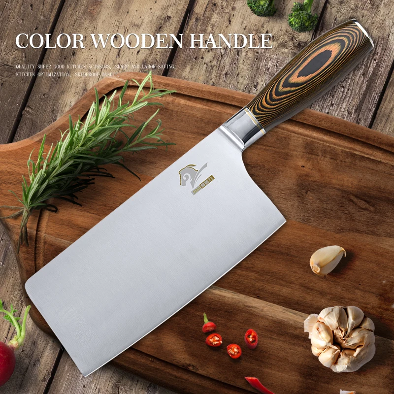 

Cleaver Knife Kitchen Chef Knives High Quality 4Cr13 Stainless Steel Wooden Handle Cooking Knife Tools Meat Fruit Slicer Cutting