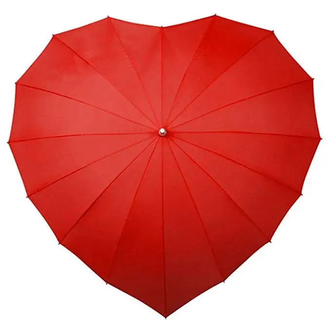 Горячая зонтик с сердечками-красный в форме сердца Красный Свадебный зонт от солнца
