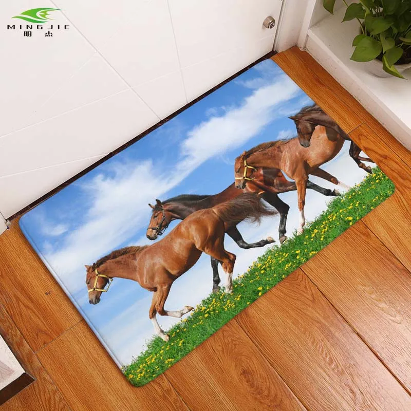 

2017 New High Quality Anti-Slip Carpets Clear Majestic Horse zebra Print door Mats Bathroom Floor Kitchen Rugs 40x60or50x80cm