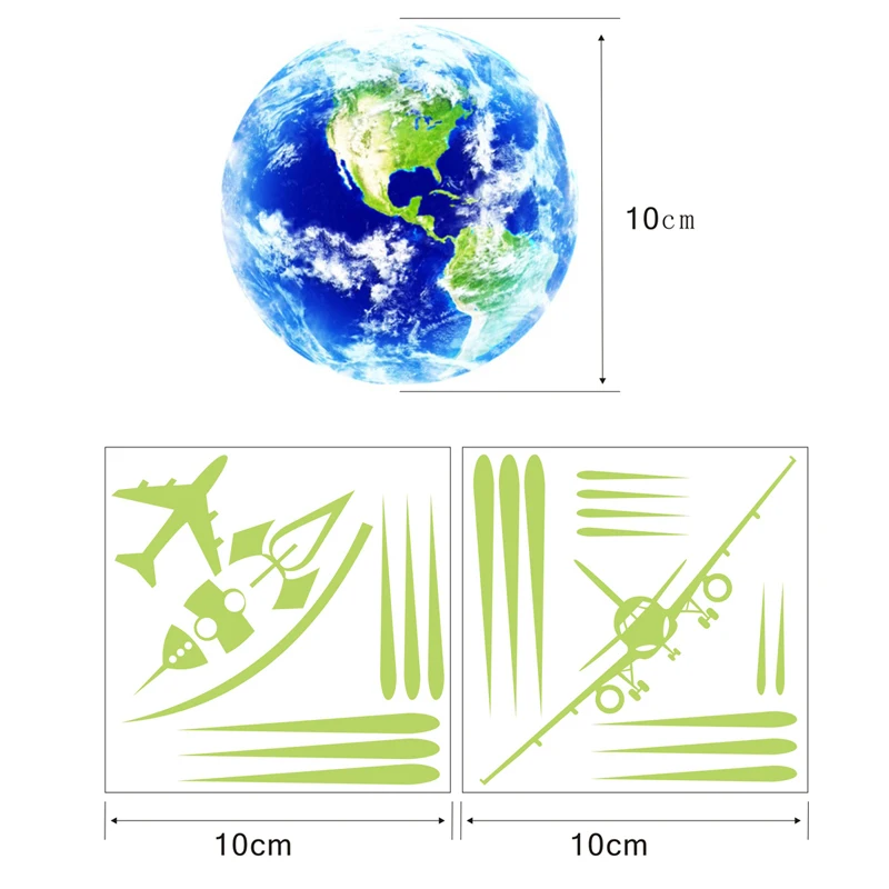 

Hot sale 3D Luminous blue earth meteor shower Cartoon Switch Sticker Fluorescent Cosmic wall Sticker for Kids Room Home Decor