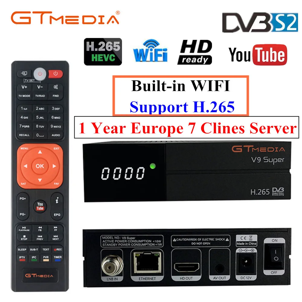 Горячая GTmedia V9 Супер Спутниковый ресивер freesat V9 супер DVB-S2 обновленный GTmedia V8 Nova с CCcam Cline для 1 года Испания CCCAM