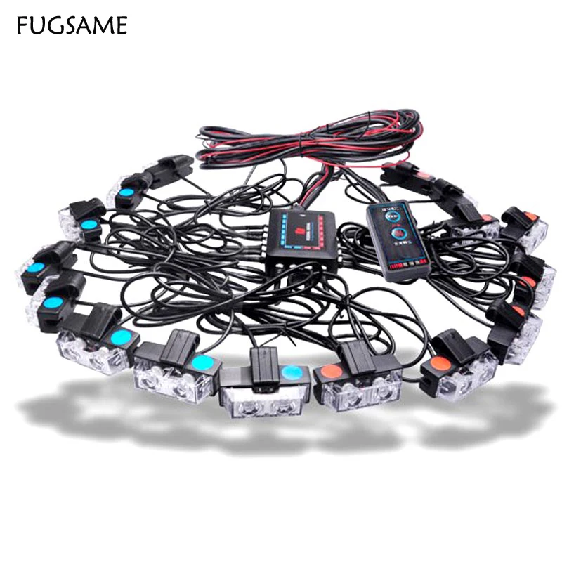 

FUGSAME Wireless Control 8 X 2LED 16LED 16W High Power Car Warning Light Strobe Flash Light Lamp,Warning Lights