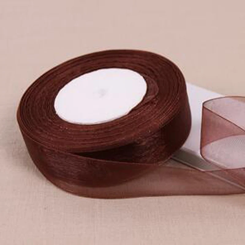 REDJCK коричневые лямки ленты 3 мм-50 мм ширина кружева прозрачный шифон ленты для рукоделие Подарочная упаковка Свадебная вечеринка украшения