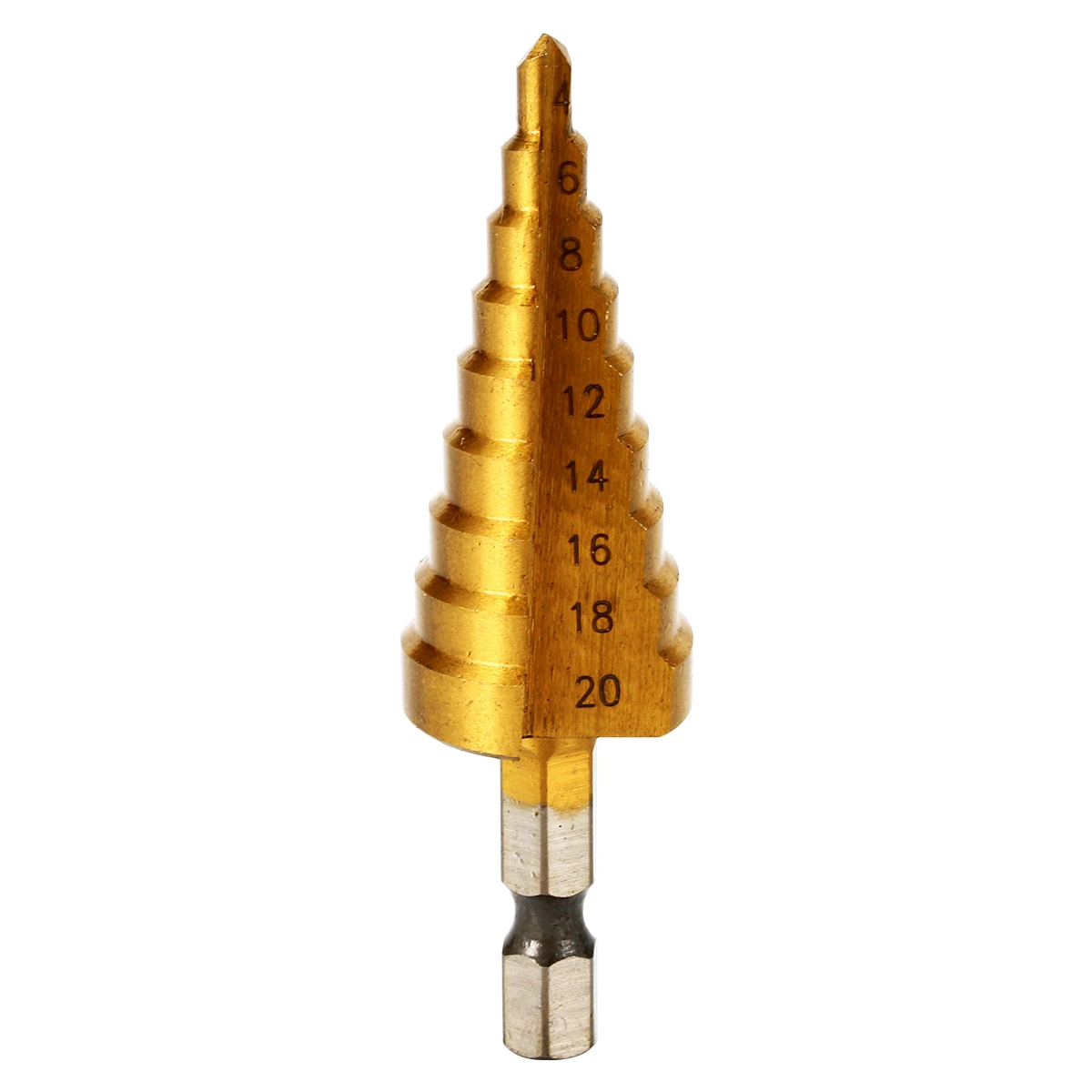 

Quick-change Hex Shank larger 4-20mm Titanium Coated Step Drill Bit Kit BI108