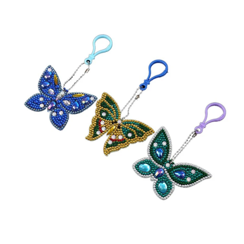 

New Gift! Set Of 5 Diamond Painting Keychain, 5D Making Diy Full Drill Special Shape Diamond Painting Beauty Doll Keychain Key