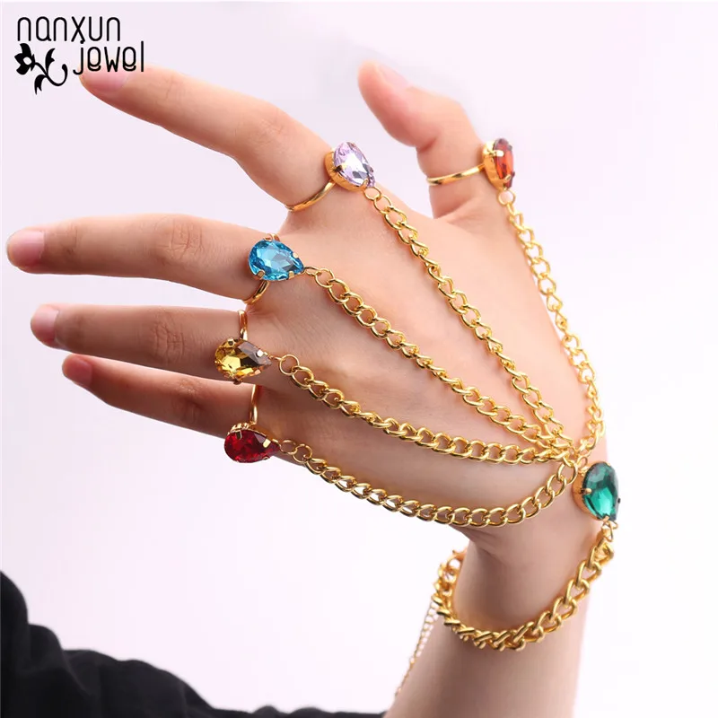 

The Avengers Infinity Bracelet Gauntlet Stone Gem costume Thanos charm Bracelet Colorful Crystal Women Men Jewelry Gold Color