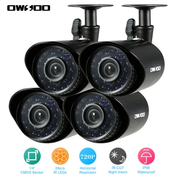 

OWSOO 4*720P Outdoor/Indoor Bullet Security CCTV Camera + 4*60ft Surveillance Cable Weatherproof IR-CUT Night View Plug and Play