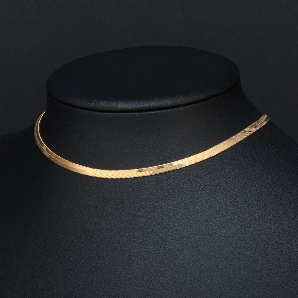 Романтичный подарок 35 см колье воротник ожерелье из нержавеющей стали персонализированное Золотое колье плоская цепочка ожерелье для женщин