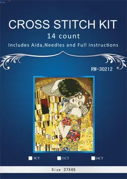 

Top Quality Lovely Cute Counted Cross Stitch Kit The Kiss G Klimt Painting Abstract Riolis 1170 RW-30212