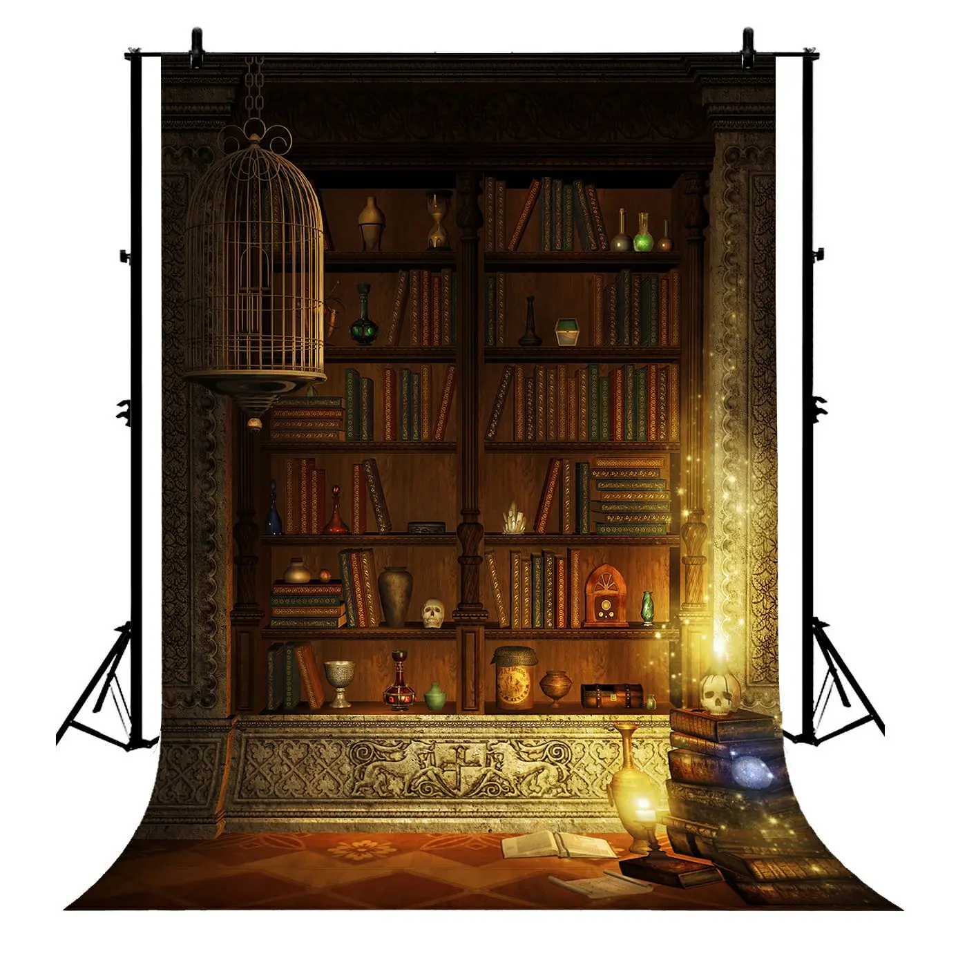 

5x7ft Halloween Bookshelf Polyester Photo Background Portrait Backdrop