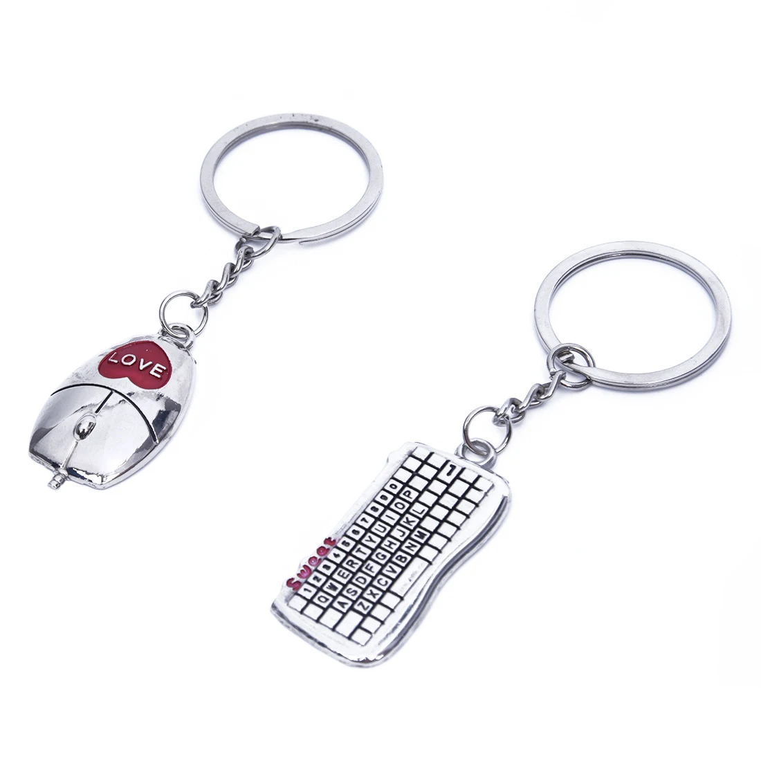 

Pair Keyboard Mouse Shaped Keychain Key Ring for Couples Lovers