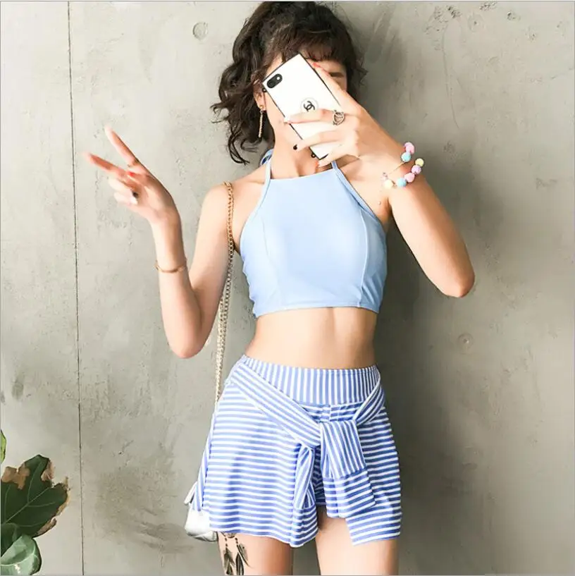 

2019 New Cute Girls Two Piece Suits Swimwear Striped Bathing Suit Padded Summer Sexy Ladies Women Swimsuit Swim Beach Wear