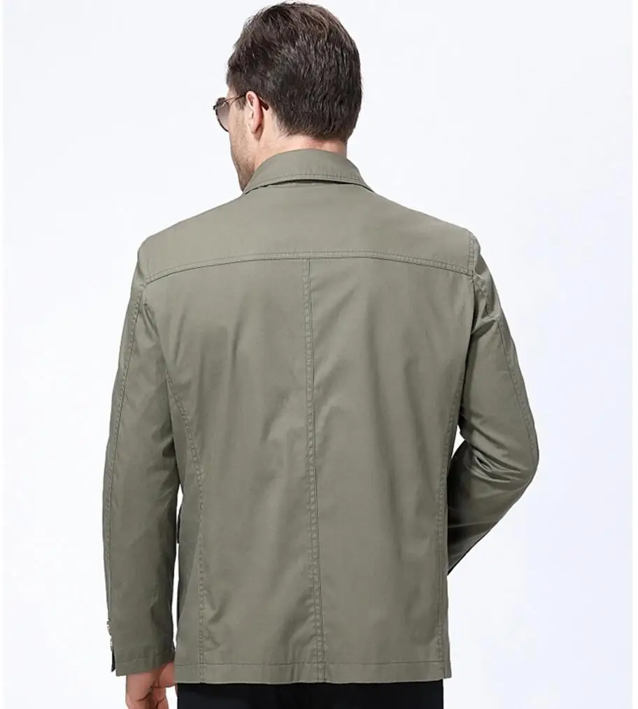 M-4XL, новая весенняя и осенняя мужская Повседневная тонкая куртка с лацканами, хлопковая свободная деловая повседневная куртка, пальто, одежда больших размеров