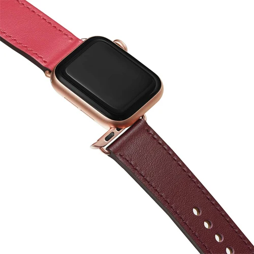 Из натуральной кожи петлевой ремень для apple watch, ремешок 42 мм 44 мм apple watch 4 5 38 мм 40 мм, для iwatch, версия 3, 2, 1, correa, сменный Браслет - Цвет ремешка: rose-red 2