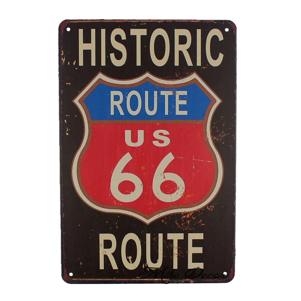 [ Mike86 ] Route 66 Pinup Retro Metal Poster Bar Home Public Decor Vintage Wall art Craft 20*30 CM Mix Items AA-1063