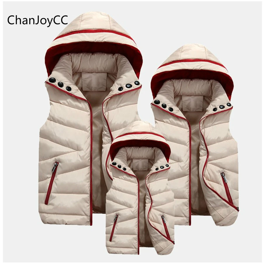 

ChanJoyCC Winter Down & Parkas New Fashion Mom Dad Baby Boys Girls Warm Solid Cotton100% Coat Kid Sleeveless Vest Jacket