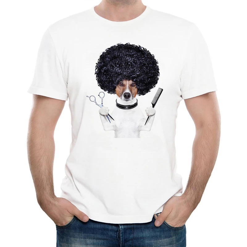 

2019 Summer Men T Shirts Newest Fashion Barber pug Design T-Shirt Short Sleeve Tops Cool Male Tee